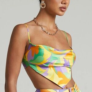 WeWoreWhat: Danielle Bernstein Multicolor Cowl Neck Crop Top